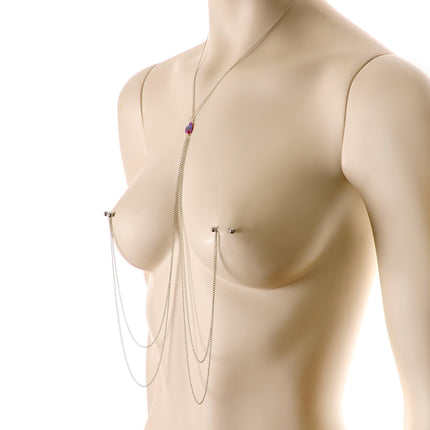 Rue Red Gem Necklace to Nipple Chain Created with Crystals