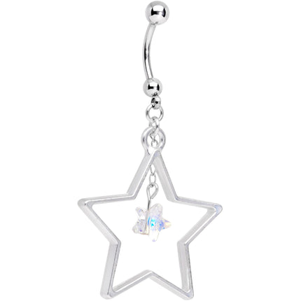 Handmade Starlight Dangle Belly Ring Created with Crystals