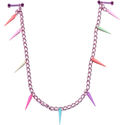 Handcrafted 14G 5/8 Retro 80s Purple Spike Dangle Nipple Chain