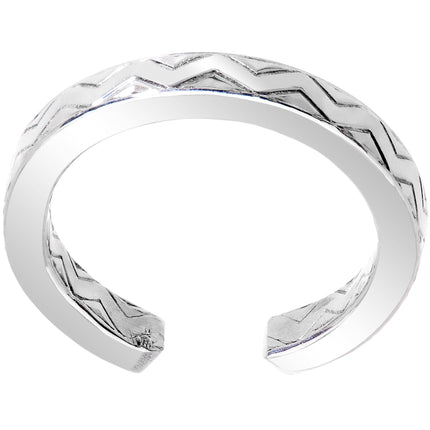 Handcrafted 925 Sterling Silver Zig Zag Pattern Toe Ring