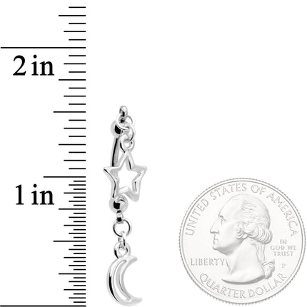 Handcrafted Hollow Moon Star Double Mount Reversible Belly Ring