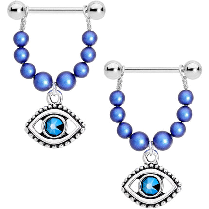 Handmade Blue Sun Eye Nipple Shields Created with Crystals