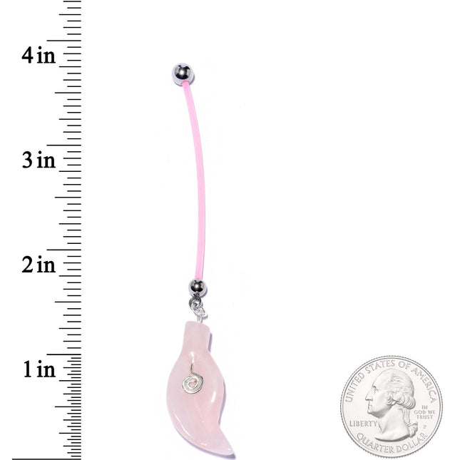 Handcrafted Natural Rose Flower Quartz Leaf Dangle Pregnancy Belly Ring