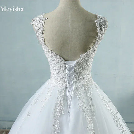 Pearl Ball Gown Wedding Dress - Spaghetti Straps Customizable | Femstylo