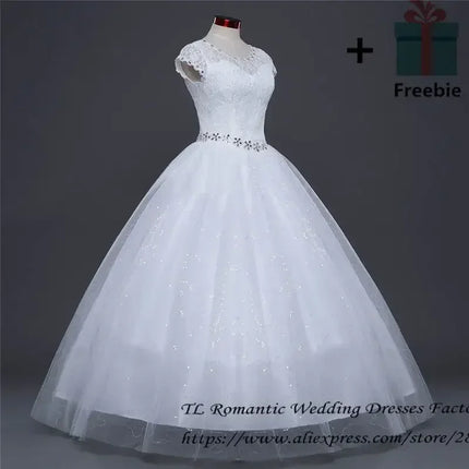 Plus size Vestidos De Novia Real Photo Red pure White Lace O-neck Sequins Wedding Dresses Cheap Princess Bride Gowns Frock HS587