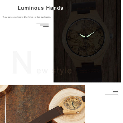 Personalized Custom Photo Texts Wooden Watch Log Wood Case Genuine Leather Watches