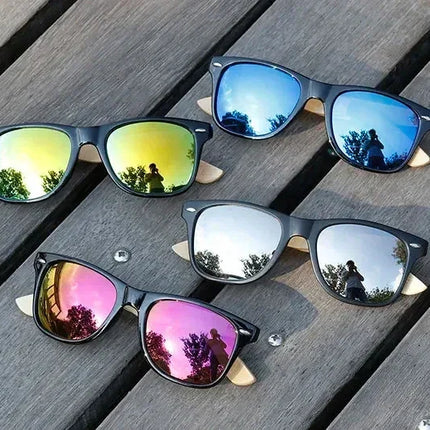 Ralferty Retro Wood Sunglasses Men Bamboo Sunglass Women Brand Sport Goggle Mirror UV400 Sun Glasses Male Shades lunette oculos