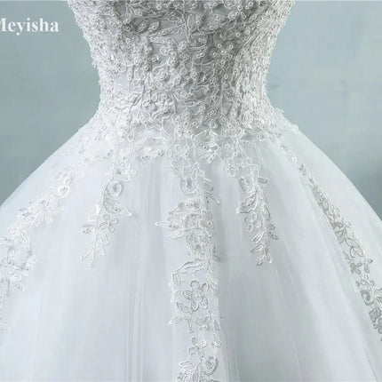 Pearl Ball Gown Wedding Dress - Spaghetti Straps Customizable | Femstylo