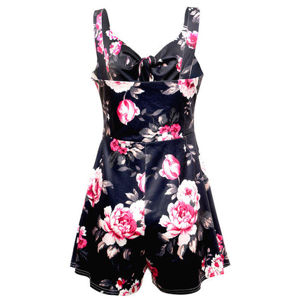 Female Sexy Playsuit print sexy V-neck short jumpsuit women loose casual beach romper
