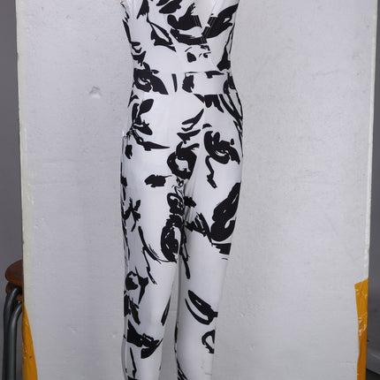 Summer Women Jumpsuit Romper Sexy Strap V Neck Sleeveless Floral Print Bodycon Overalls