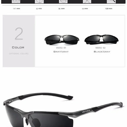 VEITHDIA Brand Designer Men's Sunglasses Aluminum Magnesium Polarized UV400 Sun Glasses Cycling Sports Male Outdoor Eyewear 6592