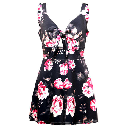 Female Sexy Playsuit print sexy V-neck short jumpsuit women loose casual beach romper