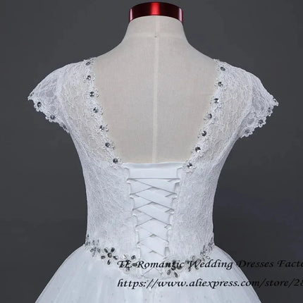 Plus size Vestidos De Novia Real Photo Red pure White Lace O-neck Sequins Wedding Dresses Cheap Princess Bride Gowns Frock HS587