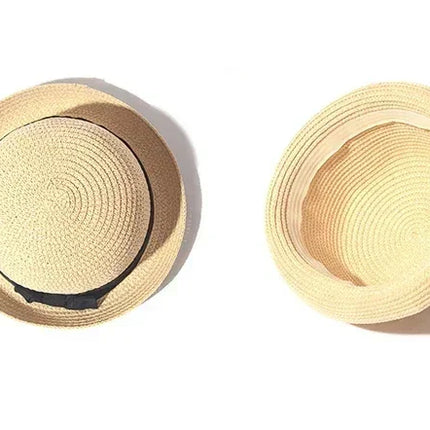 Hats For Women Summer Sun Protection Straw Hat Female Round Top Curled Brim Parent Child Student Sunshade Travel