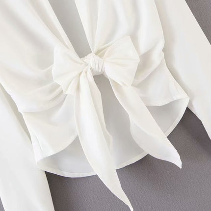 mini dress summer long sleeves women irregularity pleated vocation style loose white shirtdress
