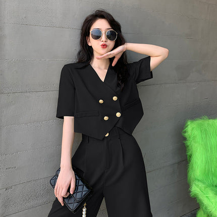 Fashion Office Short Sets Women Korean Loose Two Piece Suits Summer Thin