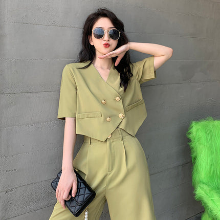 Fashion Office Short Sets Women Korean Loose Two Piece Suits Summer Thin
