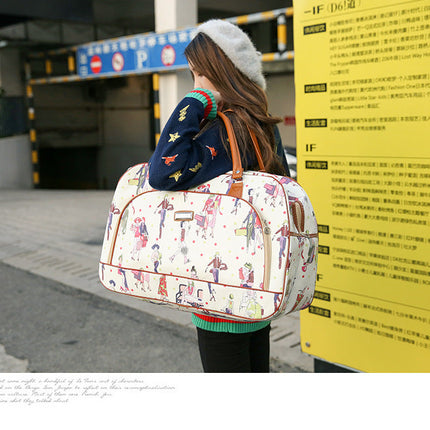 Women Travel Bags PU Leather Large Capacity Waterproof Print Luggage Duffle Bag