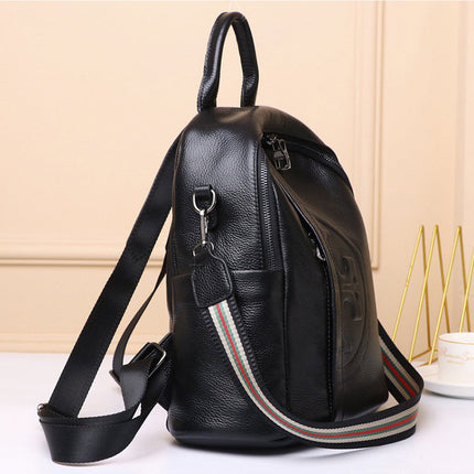 Genuine Real Cowhide Leather Backpack High Quality Women's Bag Durable Dirty Student School Bag