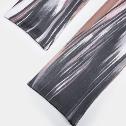 tie dye print women midi dress long sleeve bodycon sexy bandage bodycon