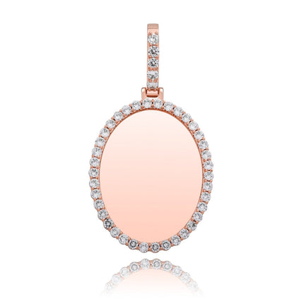 Custom Photo Pendant Oval Medal Pendant Ice Zircon Pendant Necklace Fashion Hip Hop Jewelry