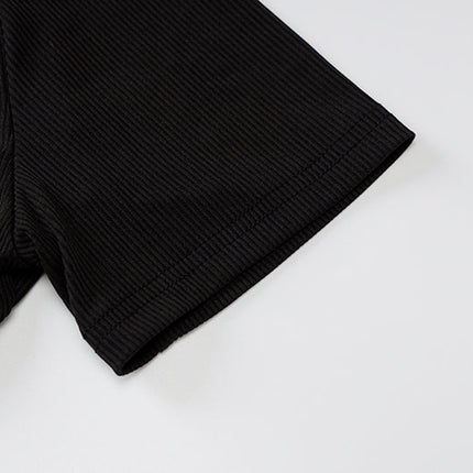 Sexy Backless Short Sleeve Shirt Dress Women Ribbed Buttons Up Bandage Knitted Bodycon Gown 2022