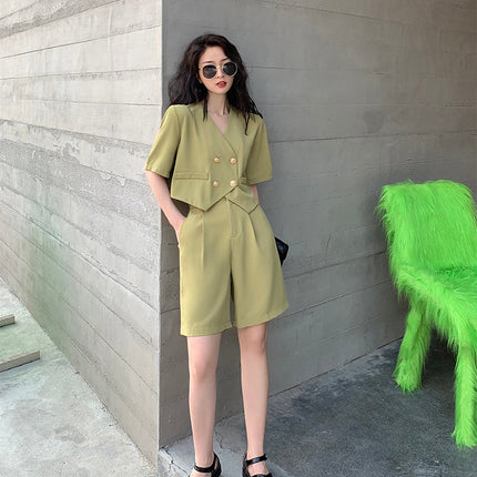 Fashion Office Short Sets Women Korean Loose Two Piece Suits Summer Thin