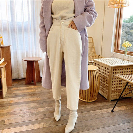 Harem Jeans Pants High Waist Loose Denim Jeans Female Buttons Trousers