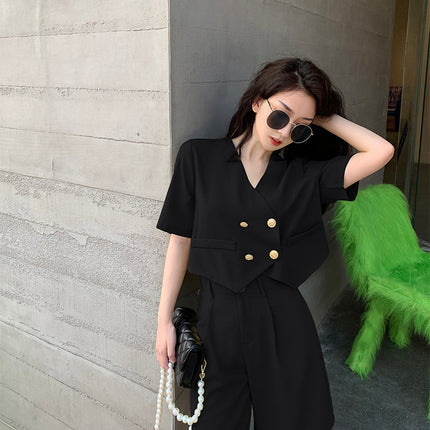 Fashion Office Short Sets Women Korean Loose Two Piece Suits Summer Thin