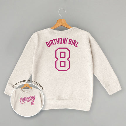 Birthday Girl Varsity #8 (Kids Back Print)