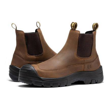 ROCKROOSTER Woodland Brown 6 inch Composite Toe Pull-on Leather Work Boots AK664