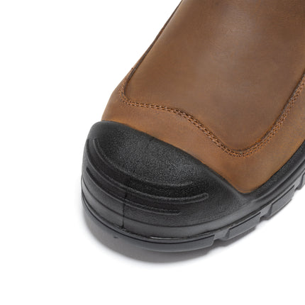 ROCKROOSTER Woodland Brown 6 inch Composite Toe Pull-on Leather Work Boots AK664