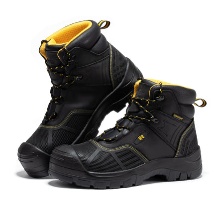 ROCKROOSTER Woodland Black 6 inch Waterproof Composite Toe Leather Work Boots AK663
