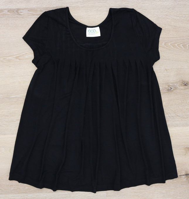 Clearance Women's Bamboo Viscose Pleated Lounge Top Black