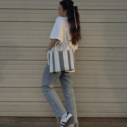 Zebra Medium Woven Resort Crossbody Bag