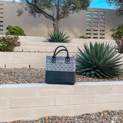 Tin Marin Black Large Woven Crossbody Bag - Black Leather