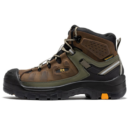 ROCKROOSTER Woodland Brown 6 inch Composite Toe Waterproof Leather Work Boots AK661