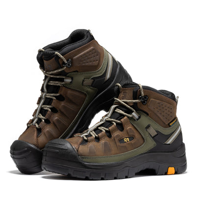 ROCKROOSTER Woodland Brown 6 inch Composite Toe Waterproof Leather Work Boots AK661