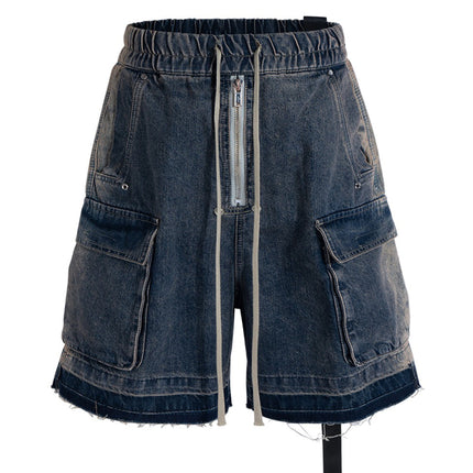 AZUL DRAWSTRING DENIM CARGO SHORTS