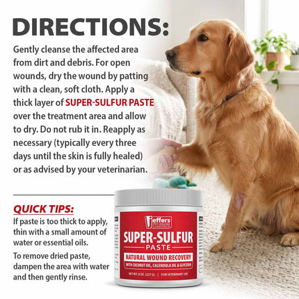 Jeffers Super-Sulfur Skin & Wound Healing Paste for Pets, Horses, & Livestock