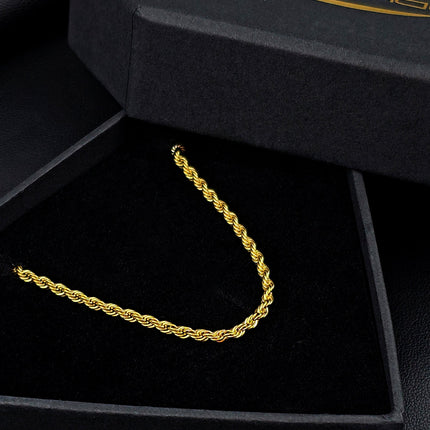 Stainless Steel Gold Tone PVD Rope Chain Layering Necklace