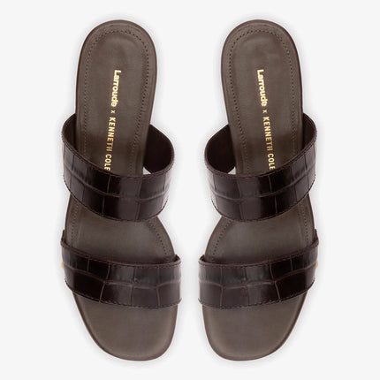Larroudé x Kenneth Cole: Sandal Dark Oak Croco Leather