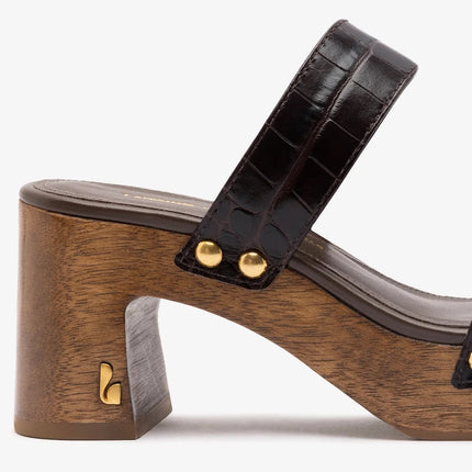 Larroudé x Kenneth Cole: Sandal Dark Oak Croco Leather