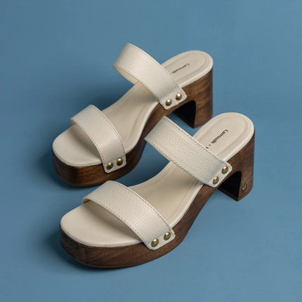 Larroudé x Kenneth Cole: Sandal Ivory Leather