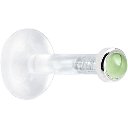 Solid 14K White Gold 2mm Genuine Peridot Bioplast Push in Labret