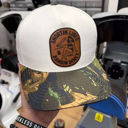 Lines & Dimes | Camo Leather Patch Snapback