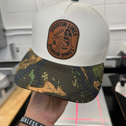 Lines & Dimes | Camo Leather Patch Snapback