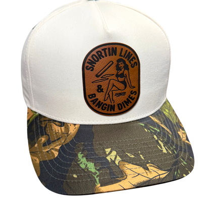 Lines & Dimes | Camo Leather Patch Snapback