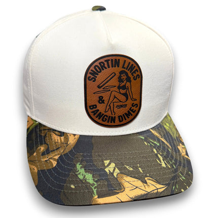 Lines & Dimes | Camo Leather Patch Snapback