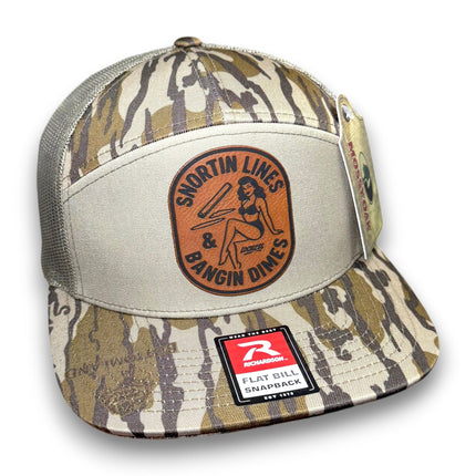 Lines and Dimes | Rawhide Leather Patch Hat Mossy Oak Camo